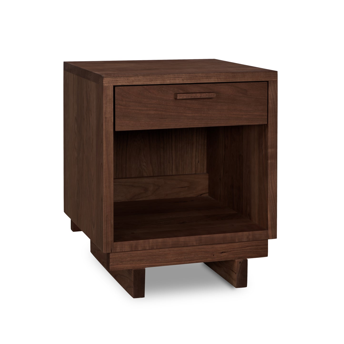 A Vermont Furniture Designs Loft 1-Drawer Enclosed Shelf Nightstand, isolated on a white background.