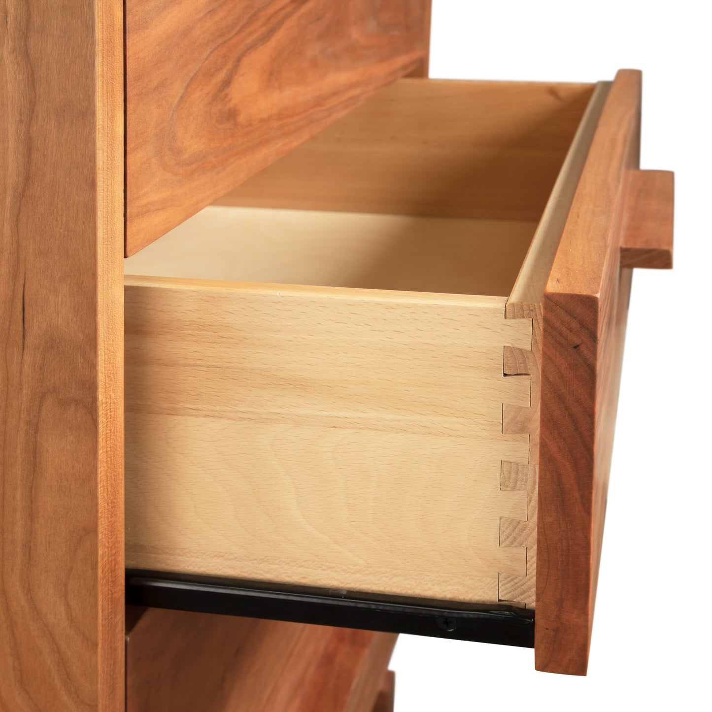 Loft 5-Drawer Chest handcrafted from solid hardwood with dovetail joints and metal drawer rails, showcasing American craftsmanship by Vermont Furniture Designs.