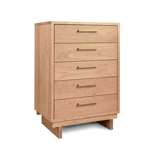 Loft 5-Drawer Chest by Vermont Furniture Designs in light solid hardwood with flat handles, showcasing modern American craftsmanship.
