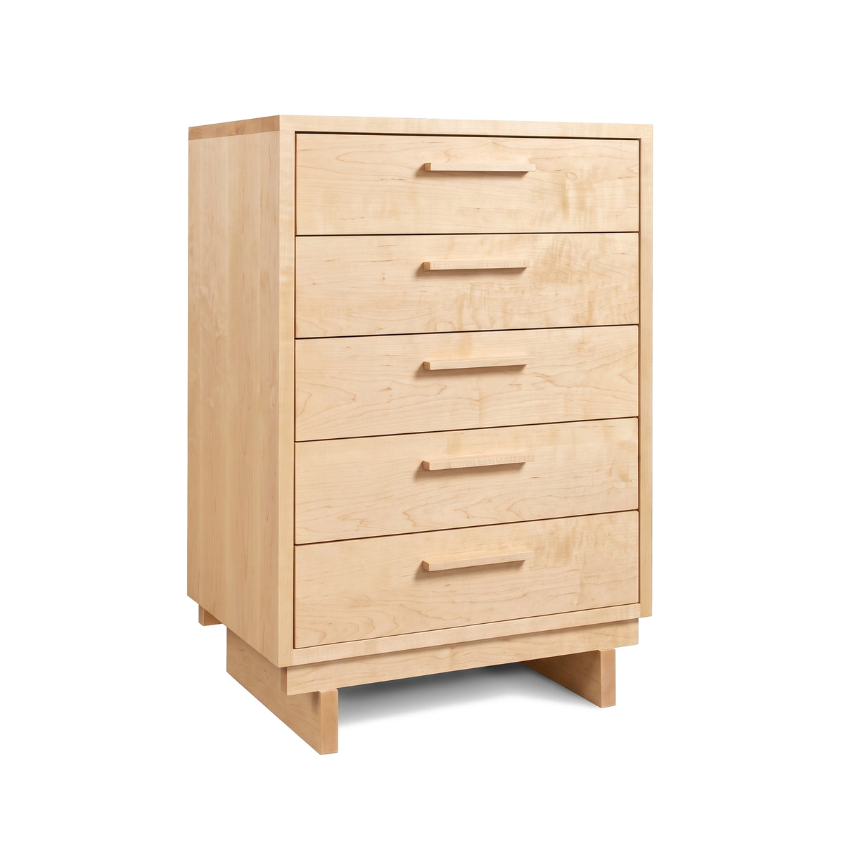 Loft 5-Drawer Chest by Vermont Furniture Designs in light solid hardwood with flat handles, showcasing modern American craftsmanship.