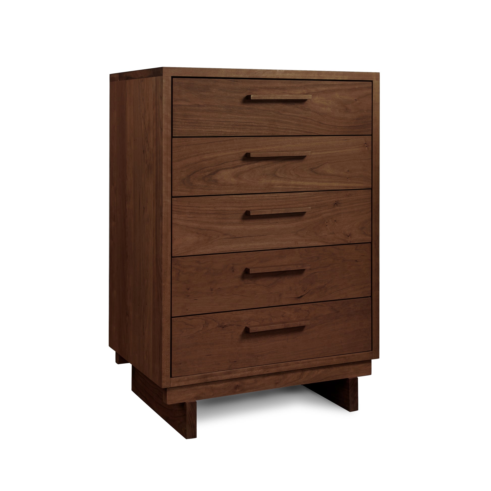 A Vermont Furniture Designs Loft 5-Drawer Chest, made from natural solid hardwood, isolated on a white background.