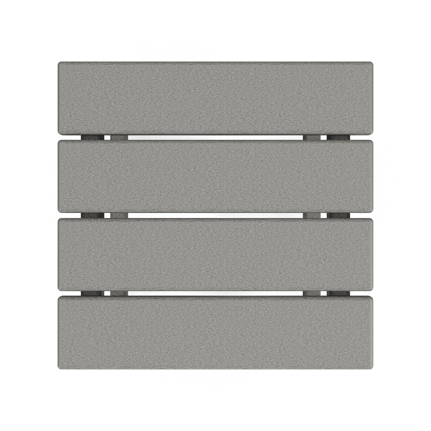 POLYWOOD Long Island 18" Side Table made of four horizontally stacked gray panels, perfect for outdoor use.