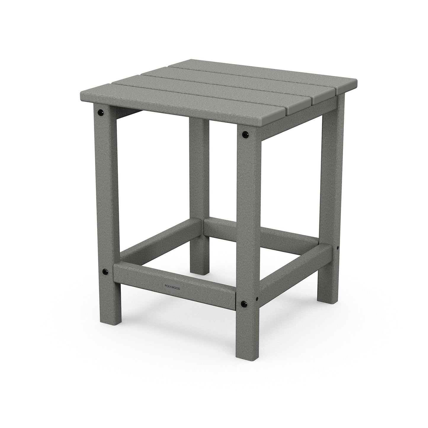 POLYWOOD Long Island 18" Side Table with slatted top and sturdy legs, ideal for weather-resistant use. Brand: POLYWOOD.