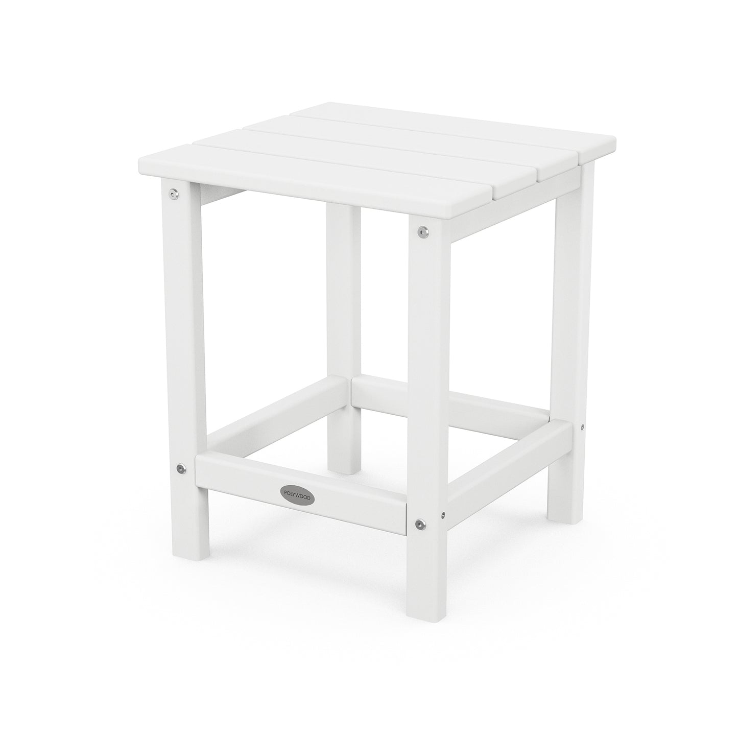 POLYWOOD Long Island 18" Side Table featuring a square top and robust legs, ideal for outdoor use.
