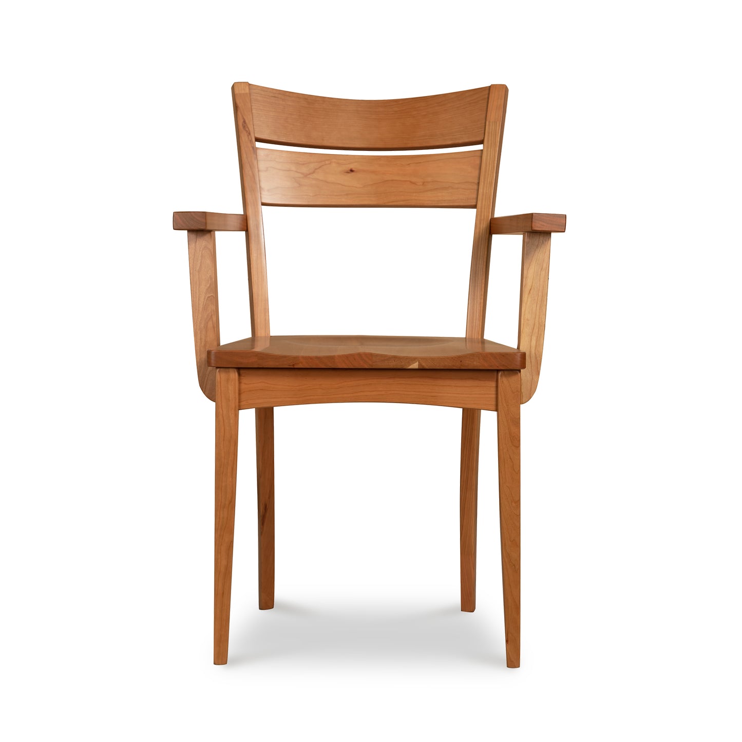 A wooden chair on a white background.