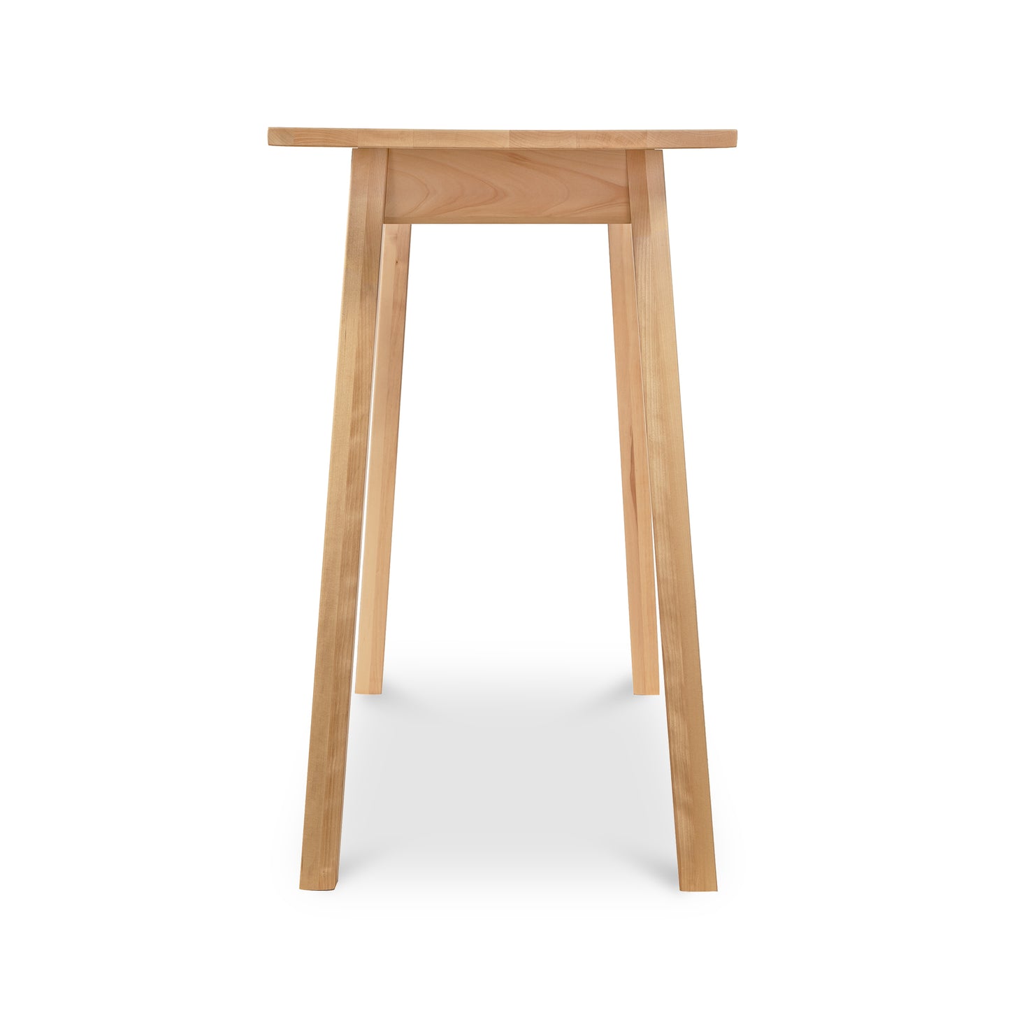 A wooden table with two legs on a white background.