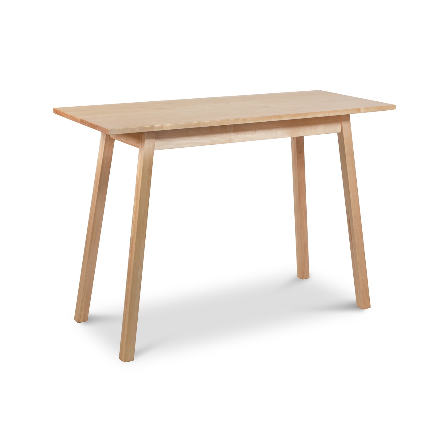 A wooden table with two legs on a white background.