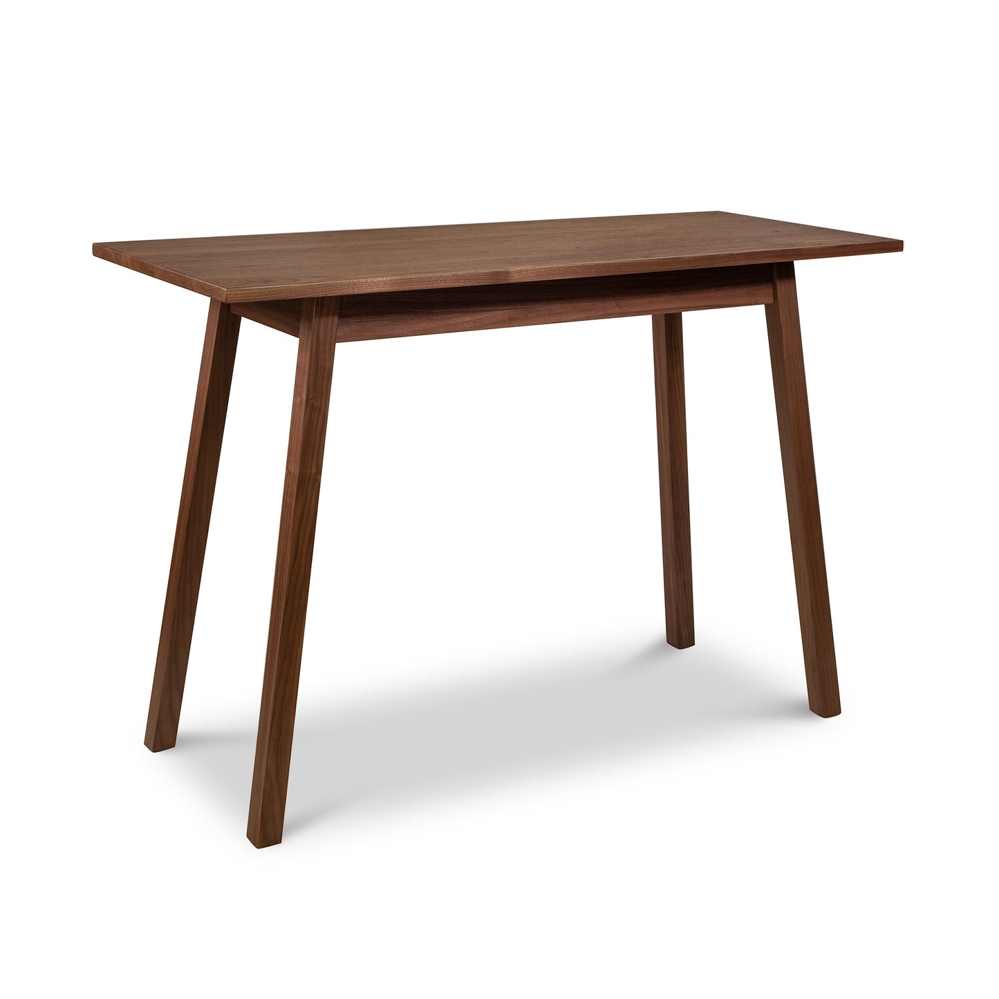 A wooden table with two legs on a white background.