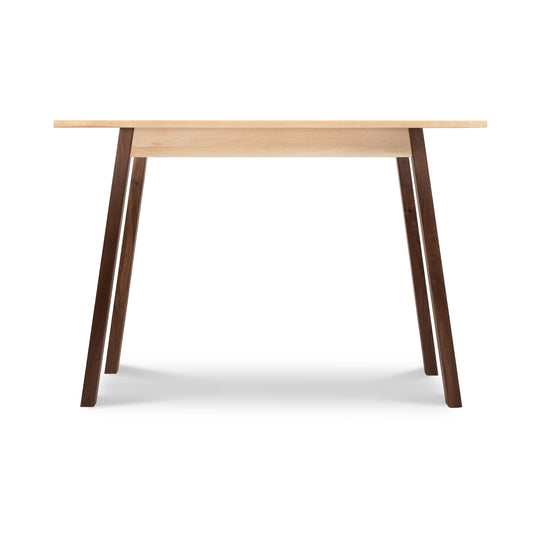 Solid Wood Compact Desk with Light-Colored Top and Dark Splayed Legs - Manchester Two-Tone by Vermont Woods Studios. Handcrafted American Made Furniture for Modern Homes.