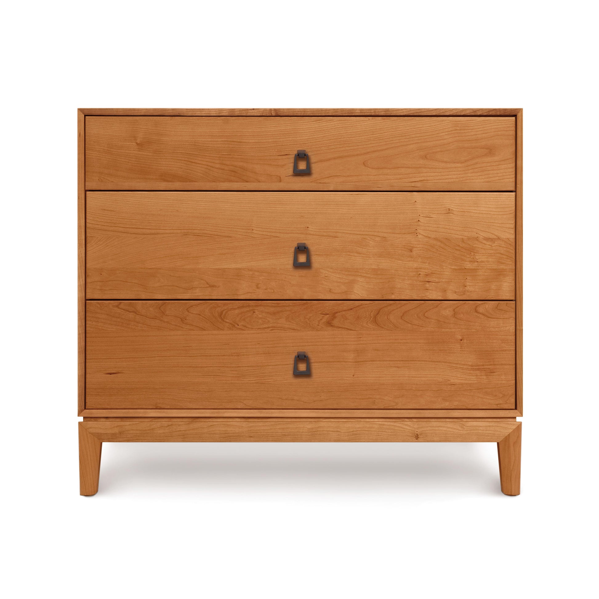A Mansfield 3-Drawer Chest from Copeland Furniture, featuring a three-drawer dresser with metal handles on a white background.