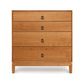 A Mansfield 4-Drawer Chest by Copeland Furniture, with metal handles, isolated on a white background.