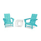 Two modern POLYWOOD Modern Adirondack chairs made from POLYWOOD® lumber and a small white square table on a plain white background. The chairs are angled towards each other, suggesting a conversational setup.
