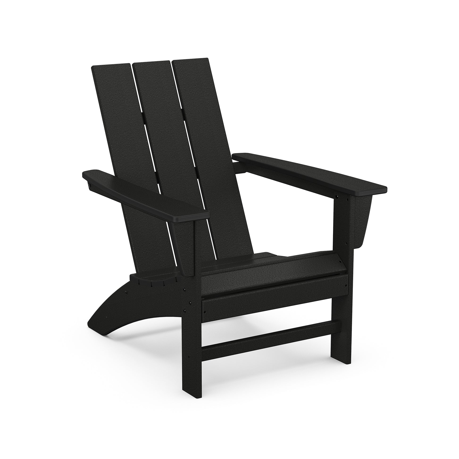 POLYWOOD Modern Adirondack Chair with slanted back, wide armrests, and slightly curved seat.