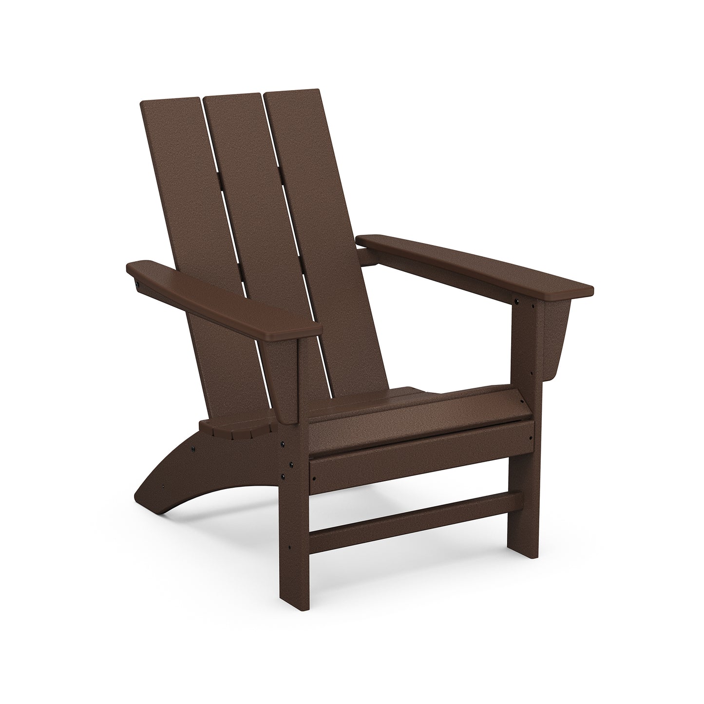POLYWOOD Modern Adirondack Chair featuring a weather-resistant slatted design and wide armrests.