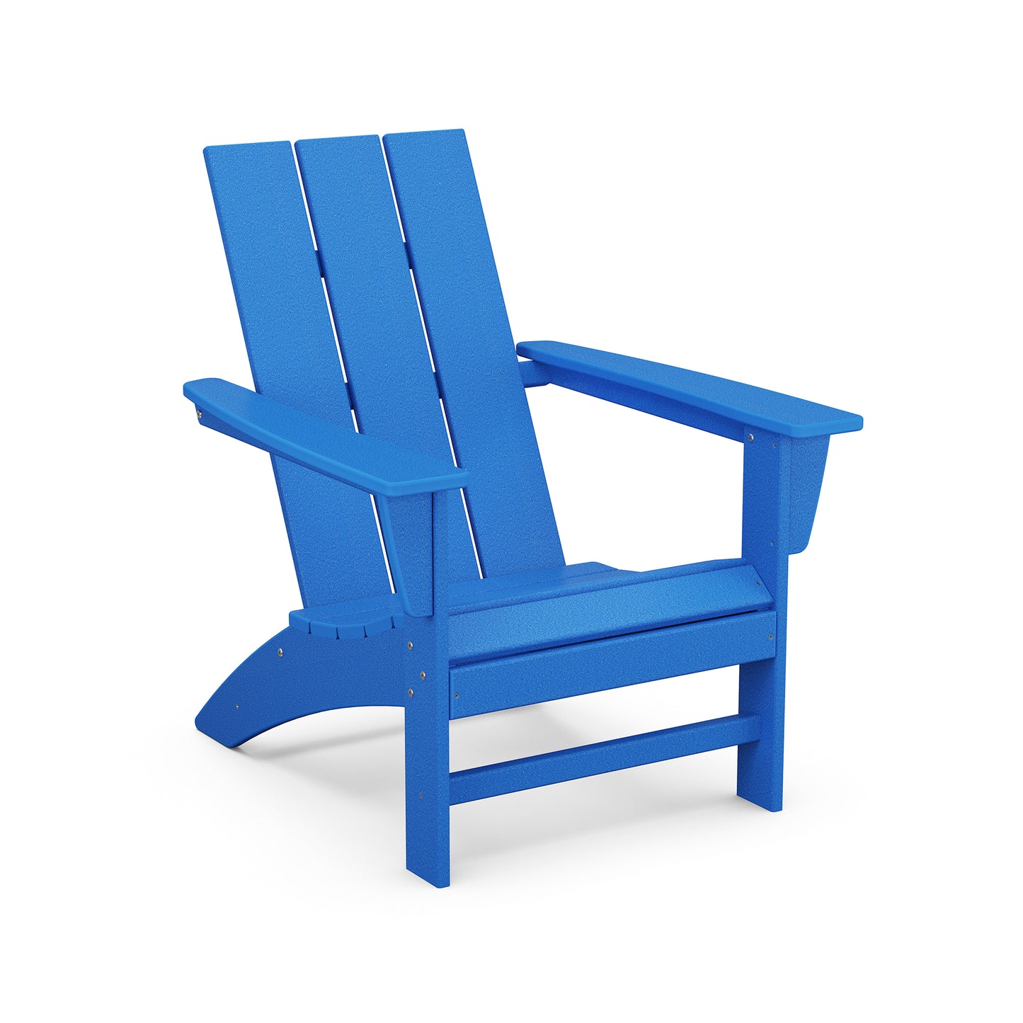 POLYWOOD Modern Adirondack Chair with wide armrests and a slatted back, designed for long-lasting outdoor use in durable POLYWOOD lumber.