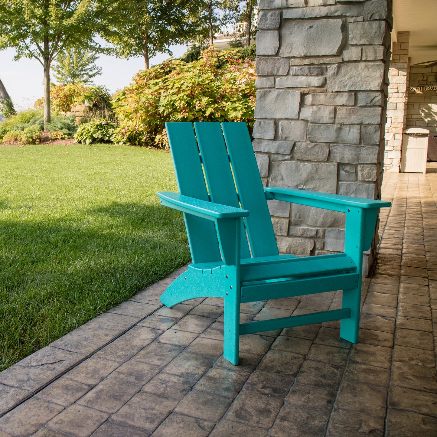 Turquoise POLYWOOD Modern Adirondack Chair.