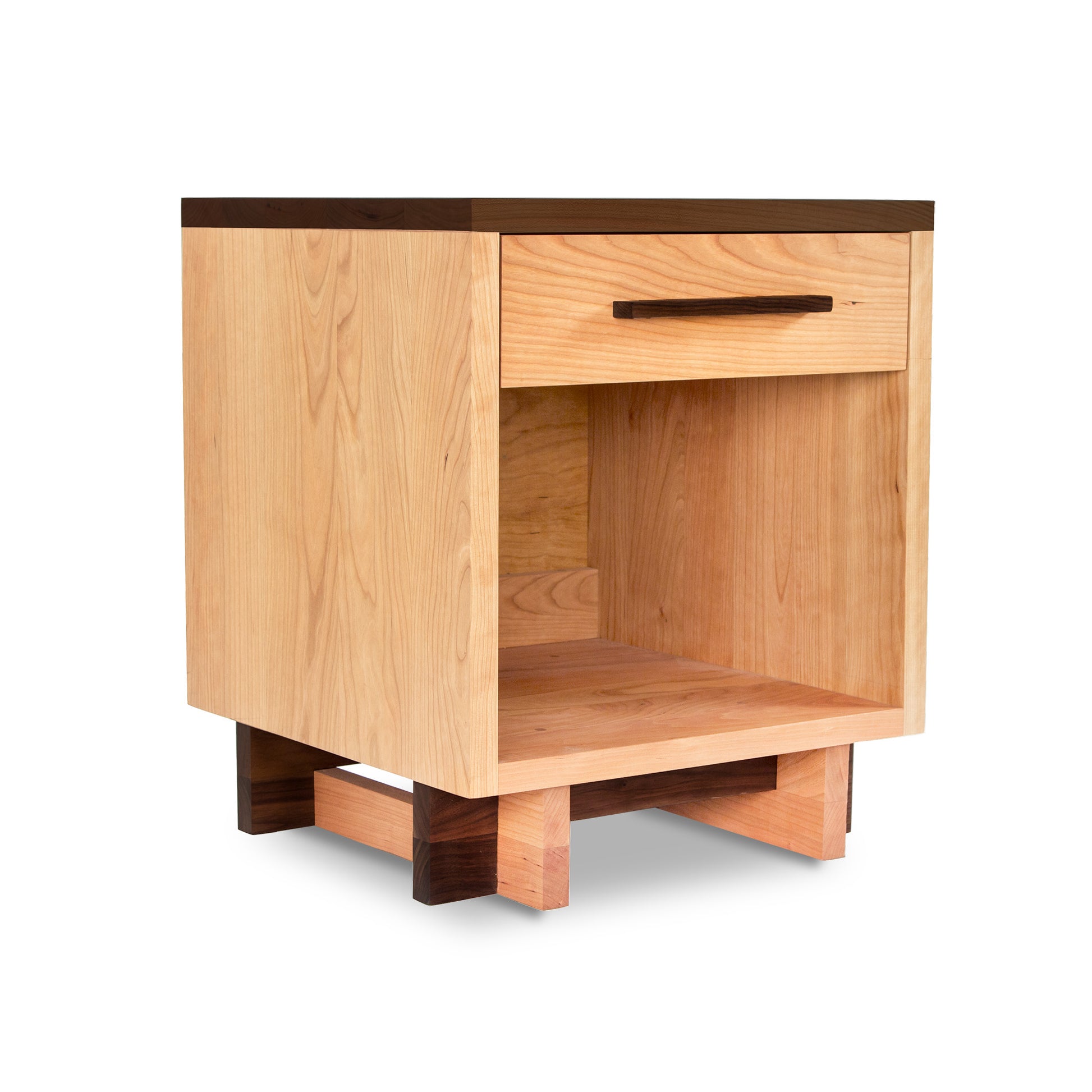 Solid wood Vermont Furniture Designs nightstand featuring a drawer and enclosed shelf in Modern American style.