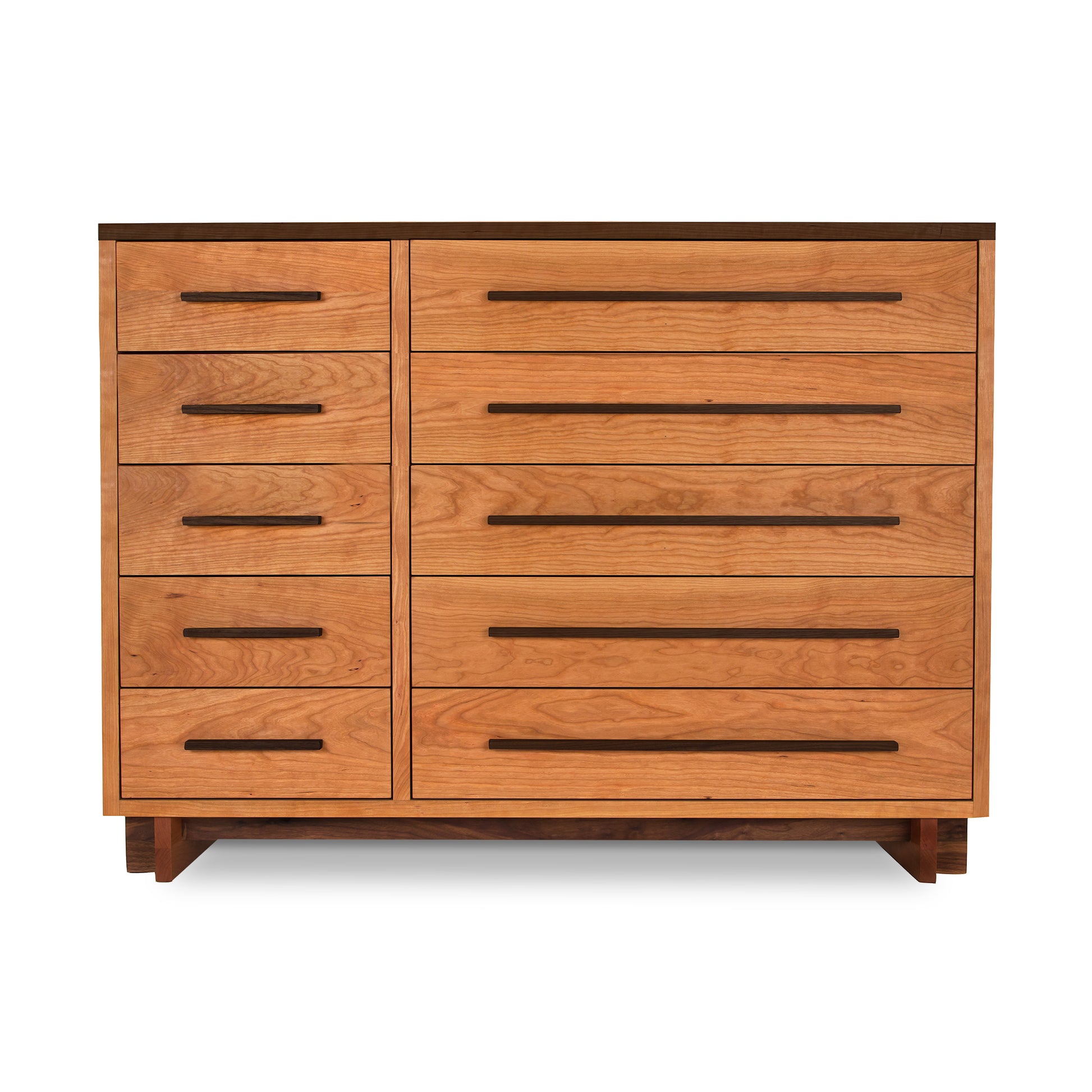 Modern American Dresser by Vermont Furniture Designs with 10 drawers, a natural finish, and sleek horizontal handles.