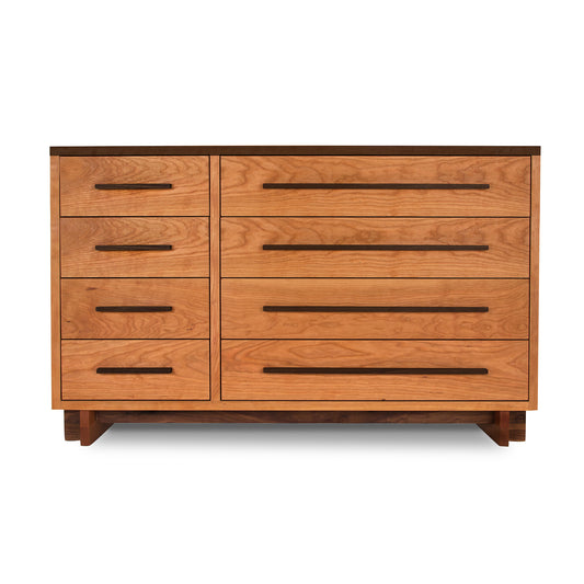 A Vermont Furniture Designs Modern American 8-Drawer Dresser #2 with horizontal pull handles on a white background.