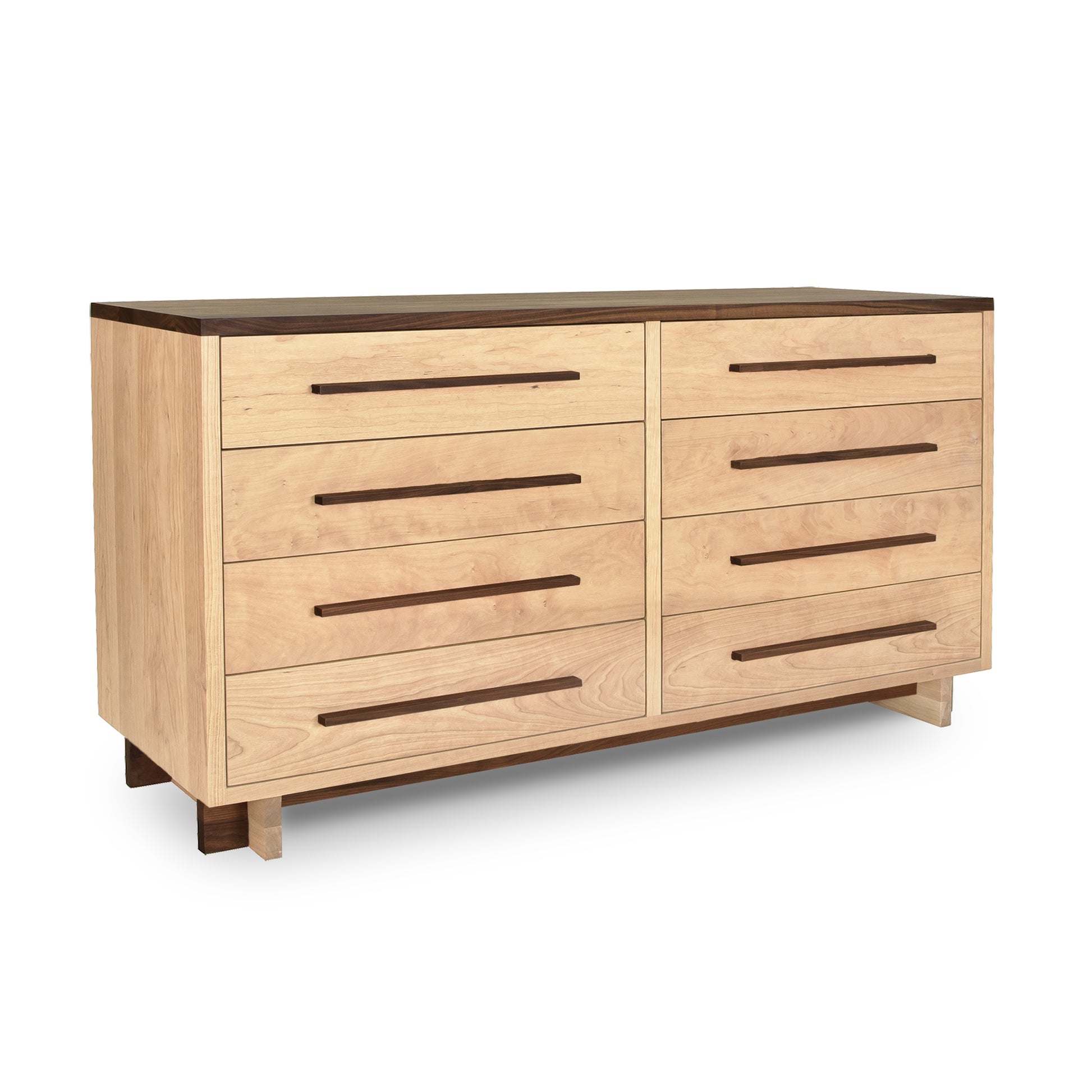 Modern American 8-Drawer Dresser in natural cherry wood with darker handles by Vermont Furniture Designs.