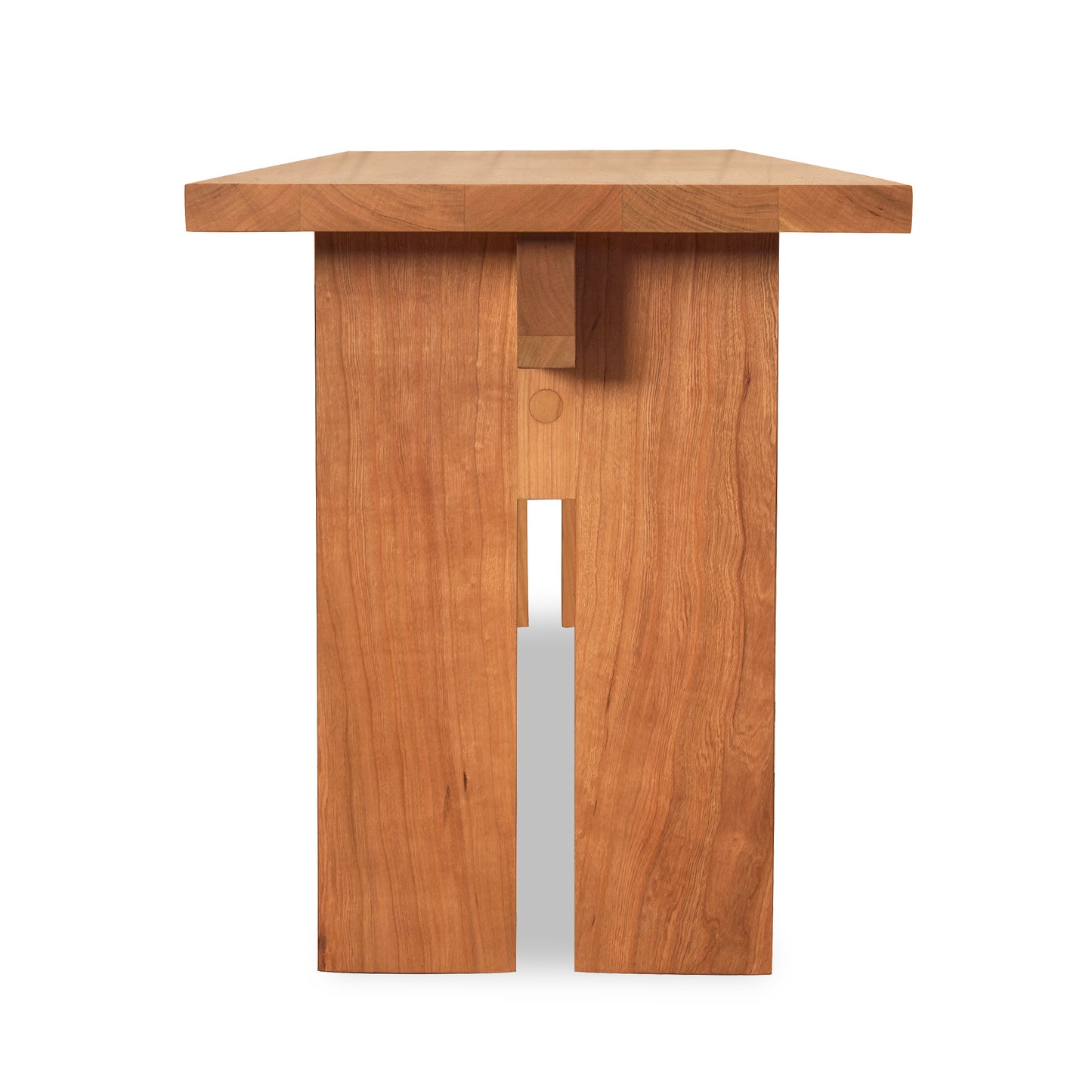 Modern American Bench with rectangular top, wide legs, and eco-friendly oil finish by Vermont Furniture Designs.