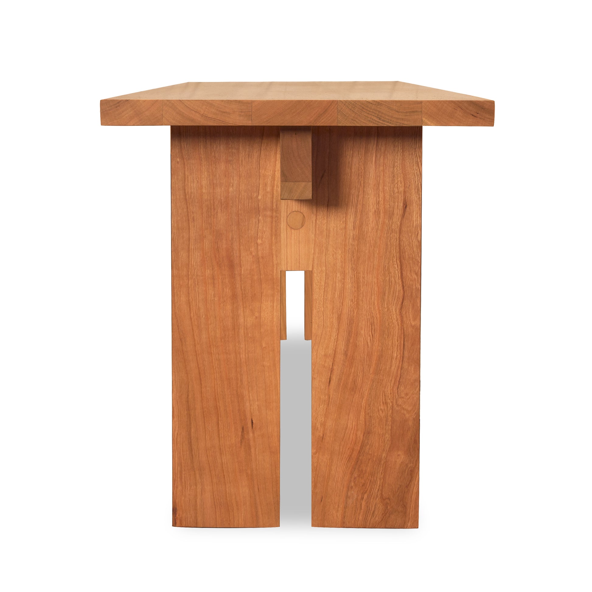 Modern American Bench with rectangular top, wide legs, and eco-friendly oil finish by Vermont Furniture Designs.