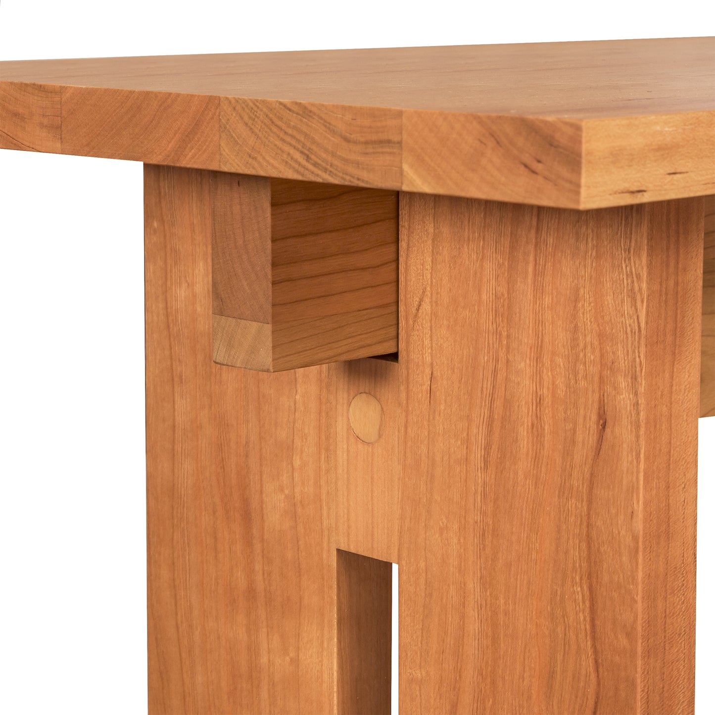 Modern American Bench showcasing its smooth natural wood grain and eco-friendly oil finish by Vermont Furniture Designs.
