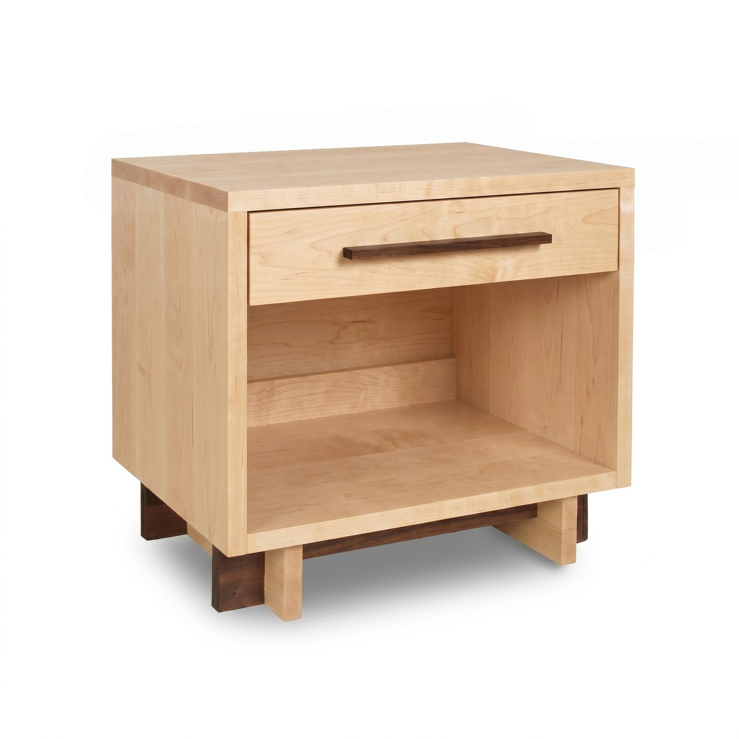 Modern American nightstand by Vermont Furniture Designs featuring one drawer and an enclosed shelf, crafted from high-quality American hardwoods.