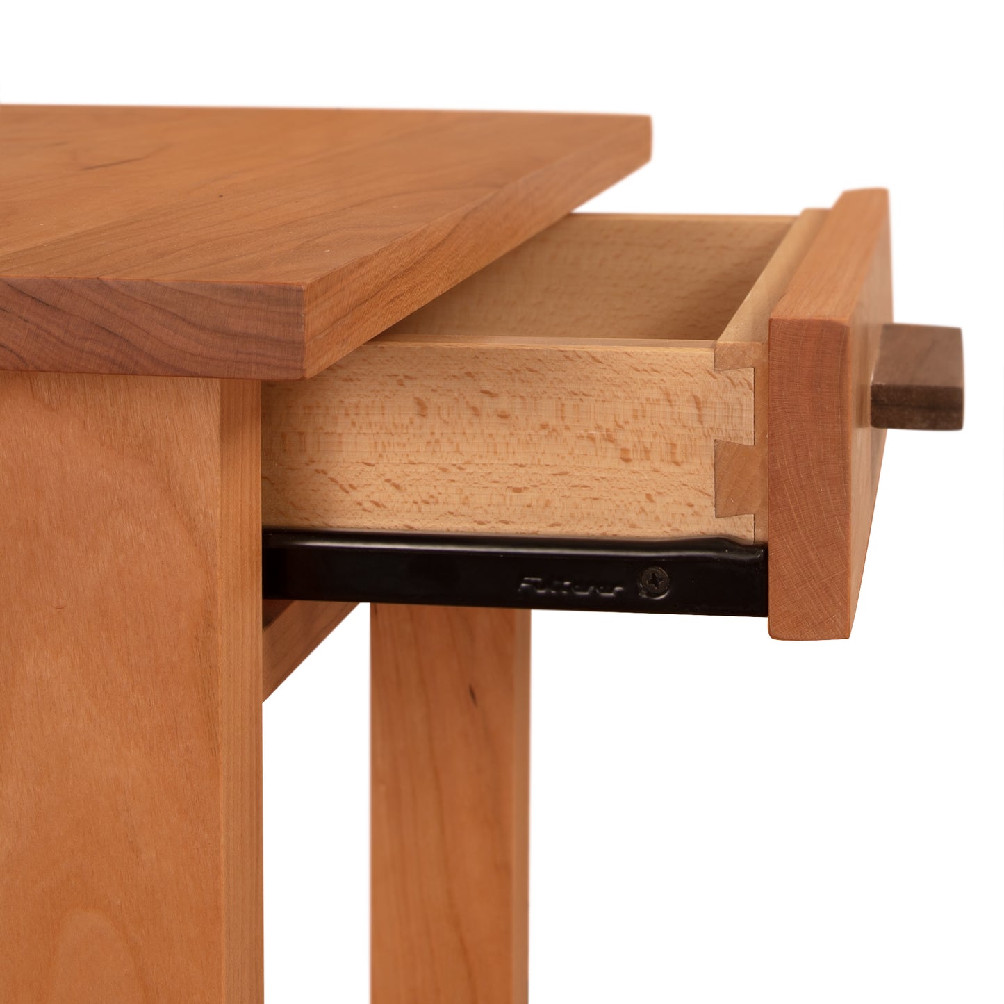 Modern Craftsman 1-Drawer Open Shelf Nightstand by Vermont Furniture Designs, featuring natural wood, dovetail joints, and metal slides.