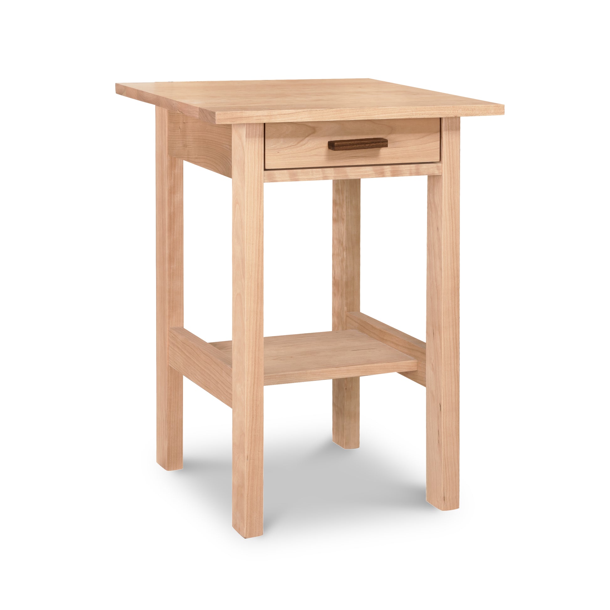 Modern Craftsman 1-Drawer Open Shelf Nightstand in solid wood, featuring a sleek design and handcrafted details.