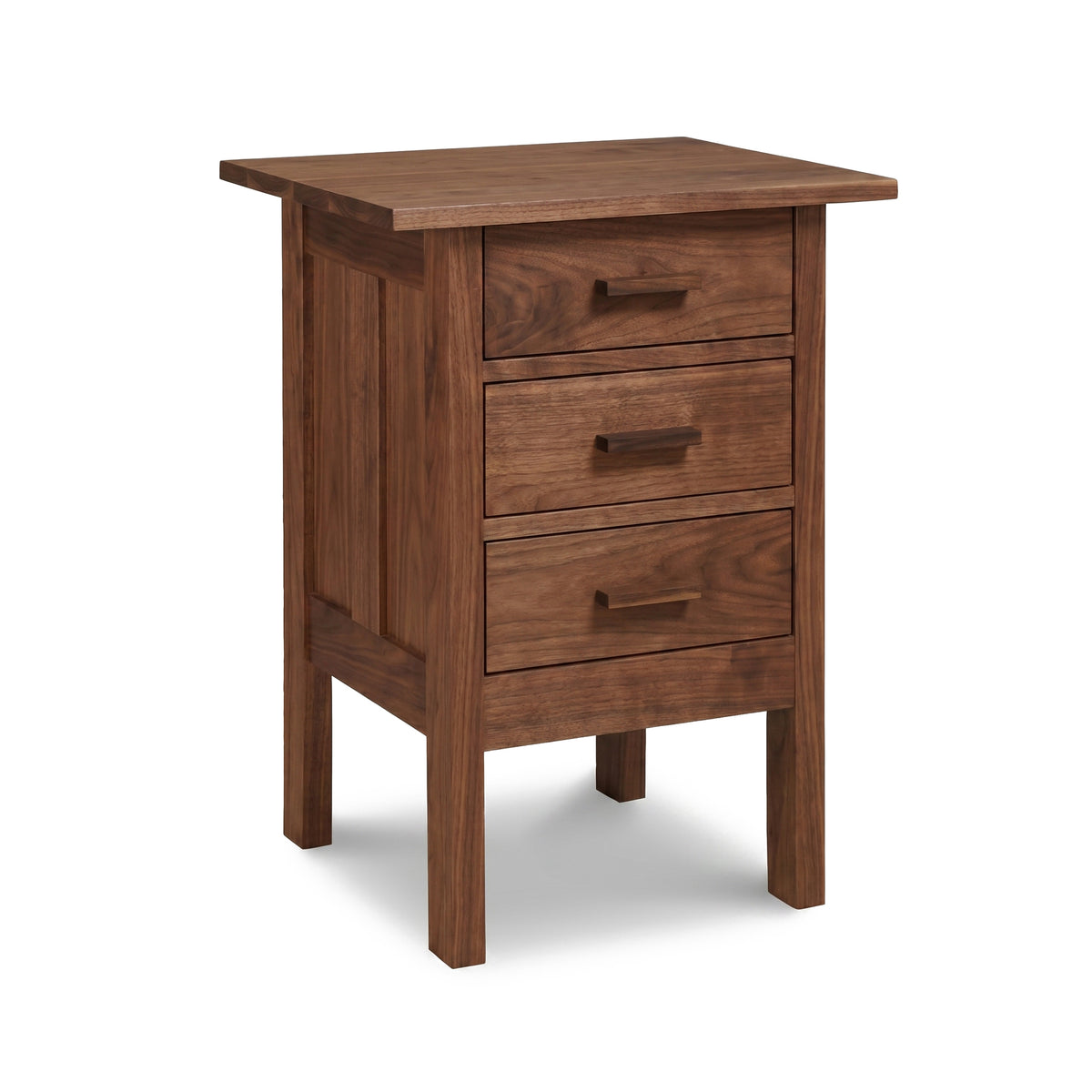 Modern Craftsman 3-Drawer Nightstand with handcrafted design, featuring three spacious drawers and a sleek flat top supported by sturdy legs.