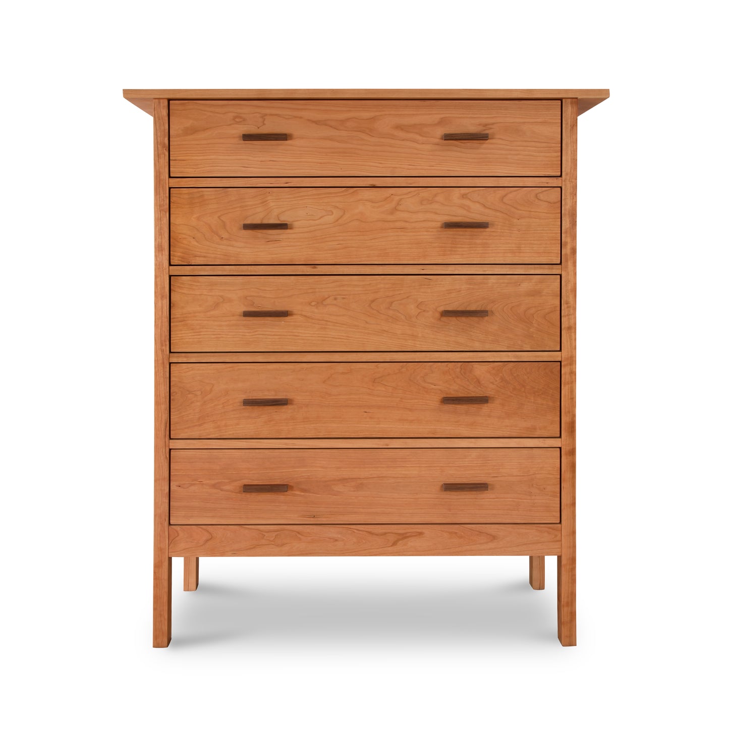 A Modern Craftsman 5-Drawer Chest by Vermont Furniture Designs standing against a white background.