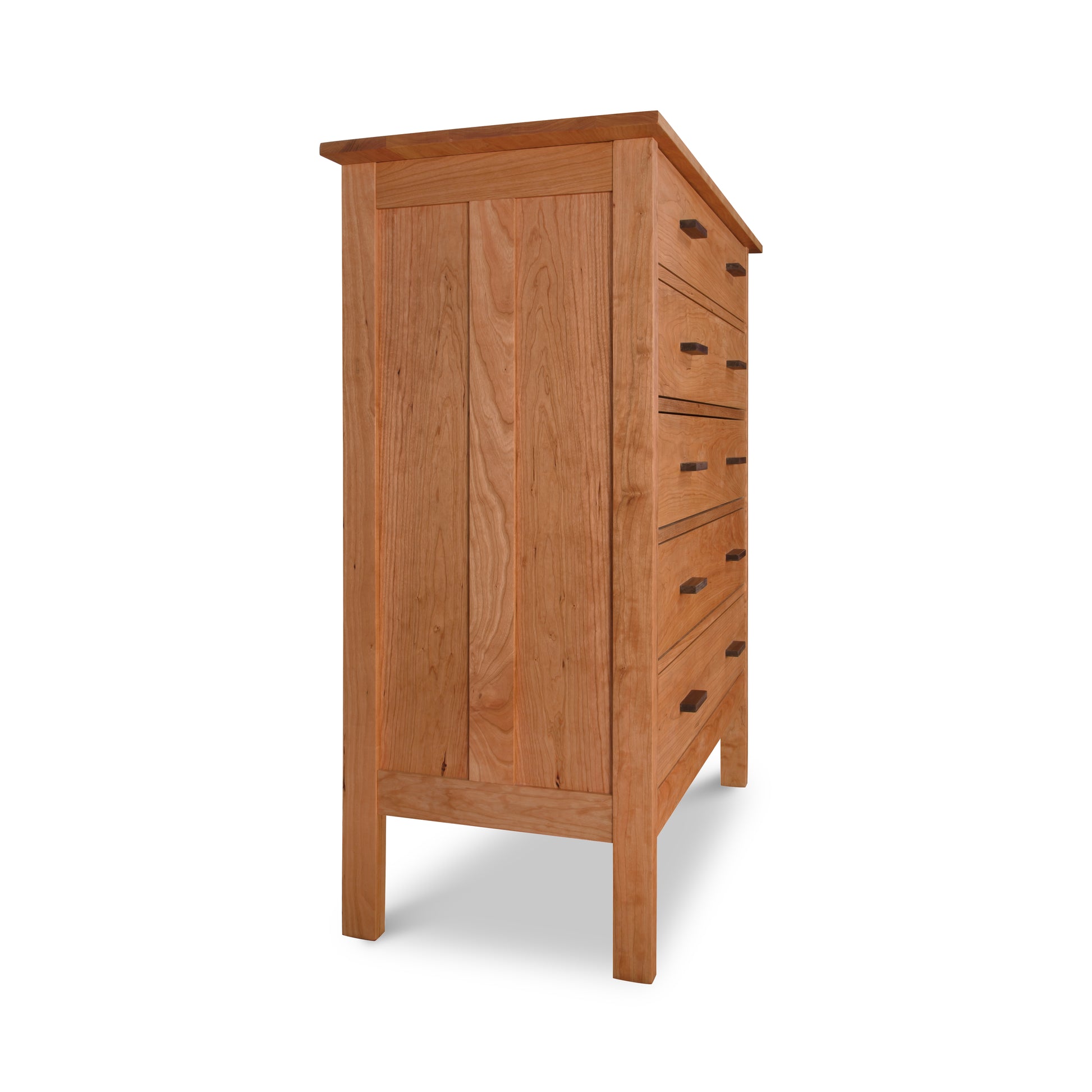 Modern Craftsman 5-drawer chest by Vermont Furniture Designs, featuring sleek metal handles and a smooth wood finish.
