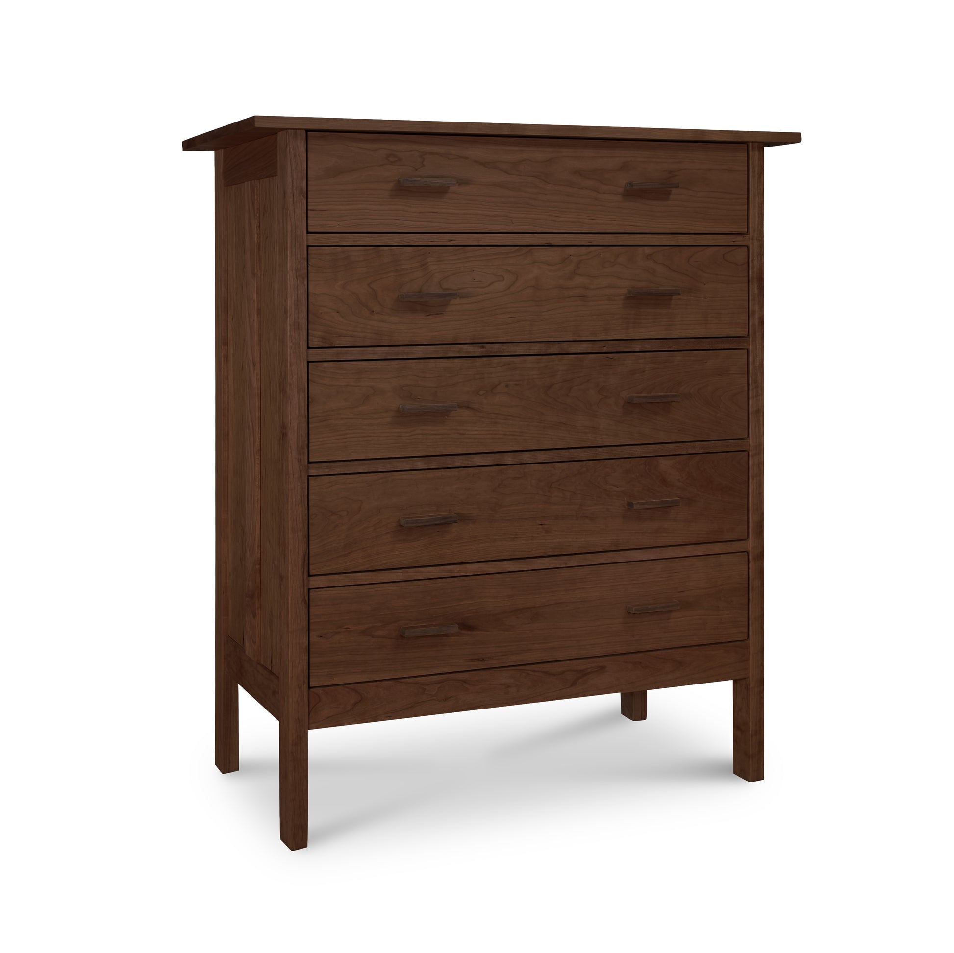 A Vermont Furniture Designs Modern Craftsman 5-Drawer Chest with simple handles on a plain white background.