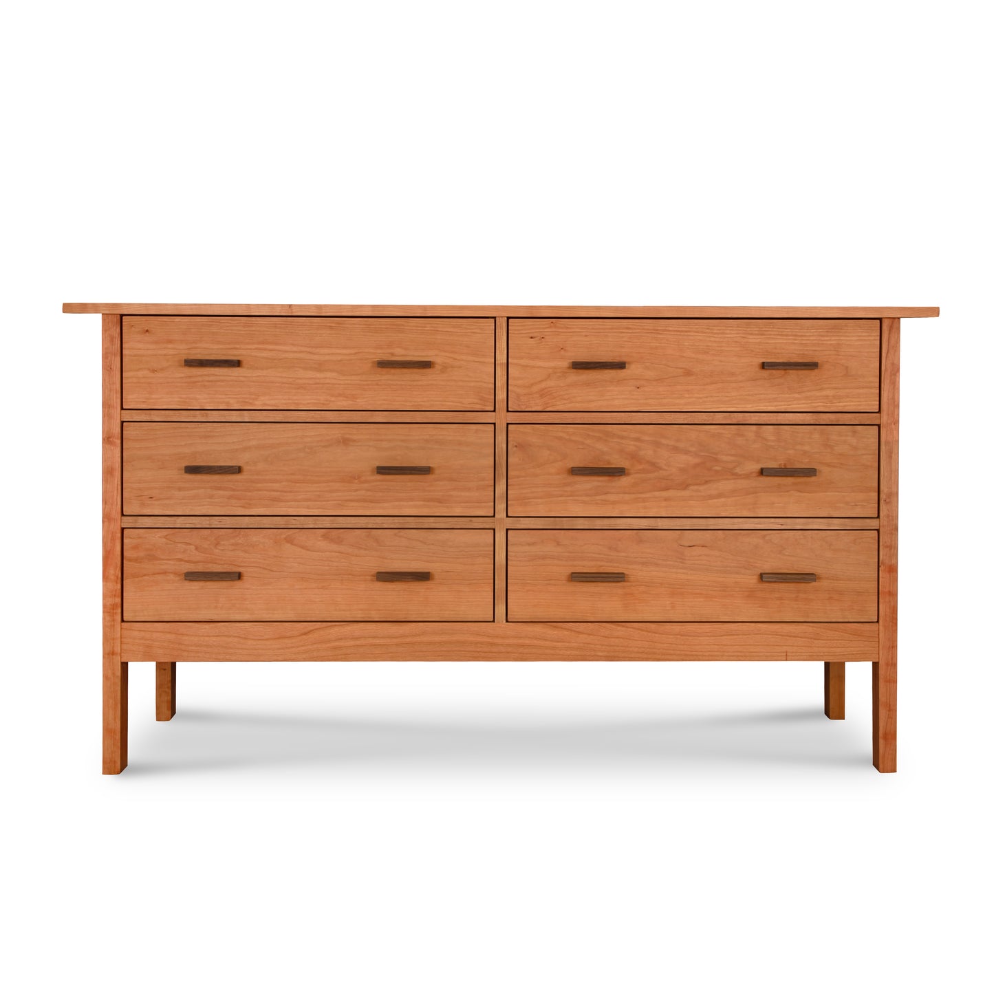 Modern Craftsman 6-Drawer Dresser by Vermont Furniture Designs with rectangular handles and straight legs, showcasing American craftsmanship.