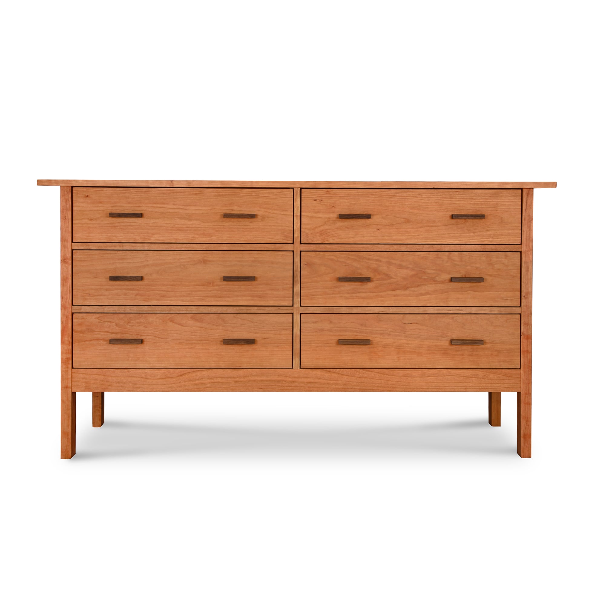Modern Craftsman 6-Drawer Dresser by Vermont Furniture Designs with rectangular handles and straight legs, showcasing American craftsmanship.