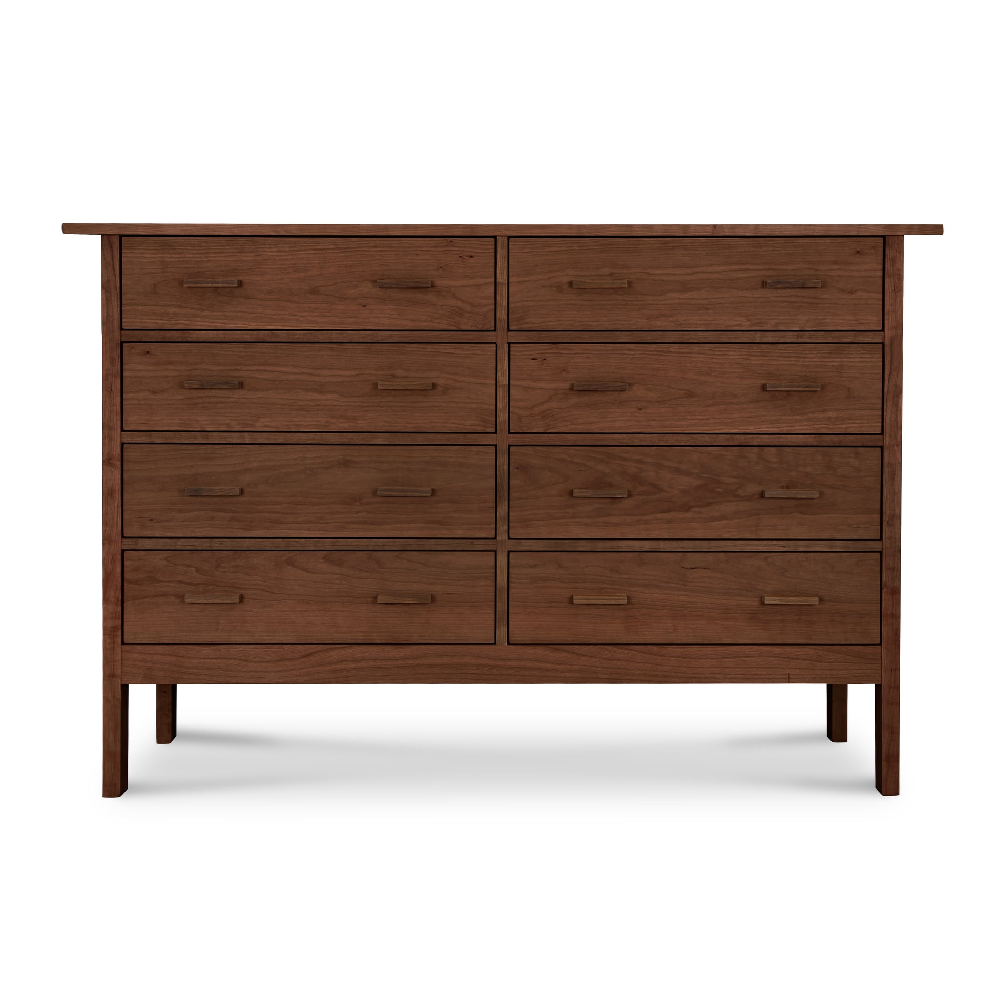 Vermont Furniture Designs Modern Craftsman 8-Drawer Dresser with clean lines and rectangular handles, showcasing fine American craftsmanship.