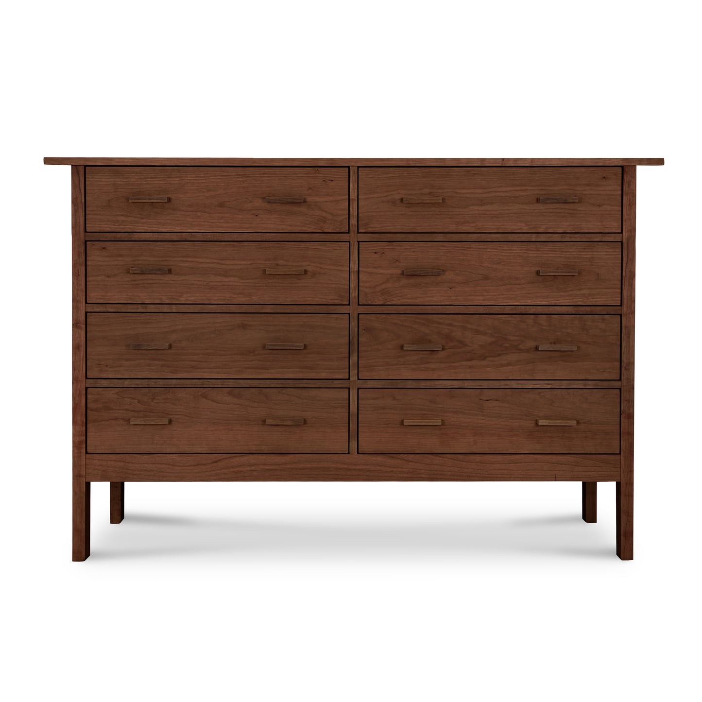Vermont Furniture Designs Modern Craftsman 8-Drawer Dresser with clean lines and rectangular handles, showcasing fine American craftsmanship.