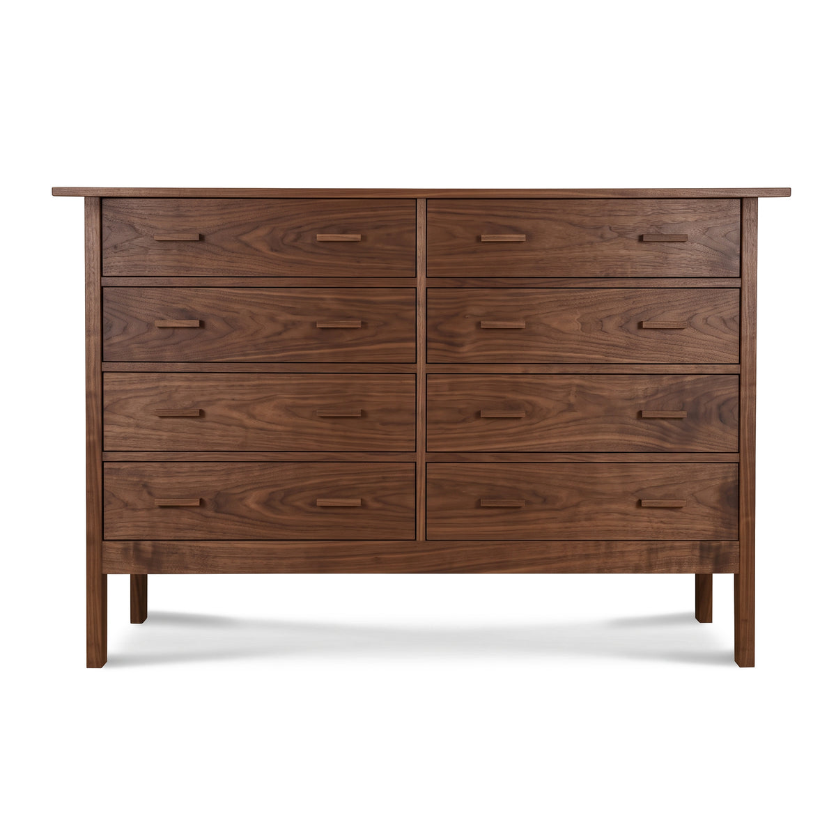 Vermont Furniture Designs Modern Craftsman 8-Drawer Dresser with clean lines and rectangular handles, showcasing fine American craftsmanship.