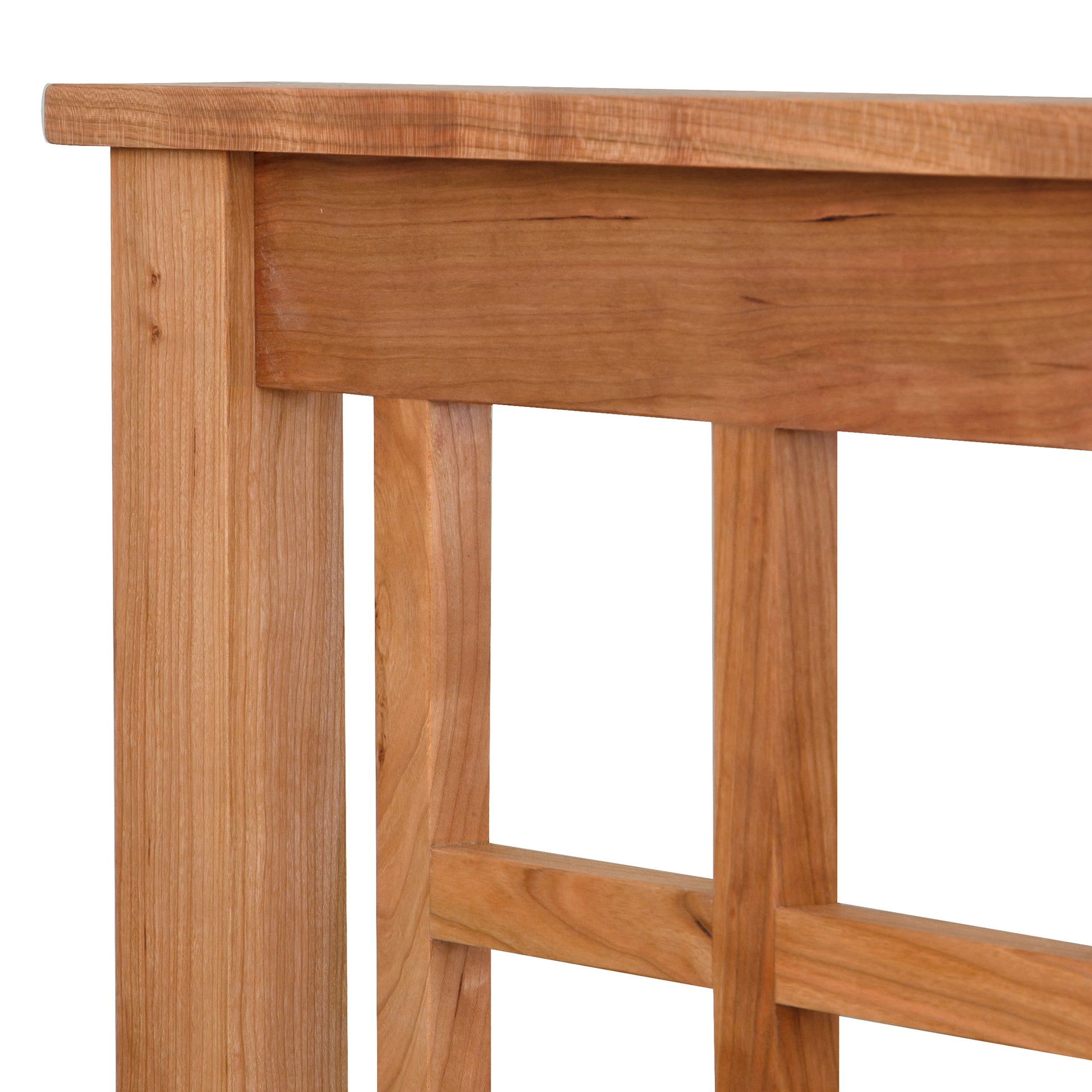 Vermont Furniture Designs Modern Craftsman High Footboard Bed with natural wood finish and decorative lattice design.