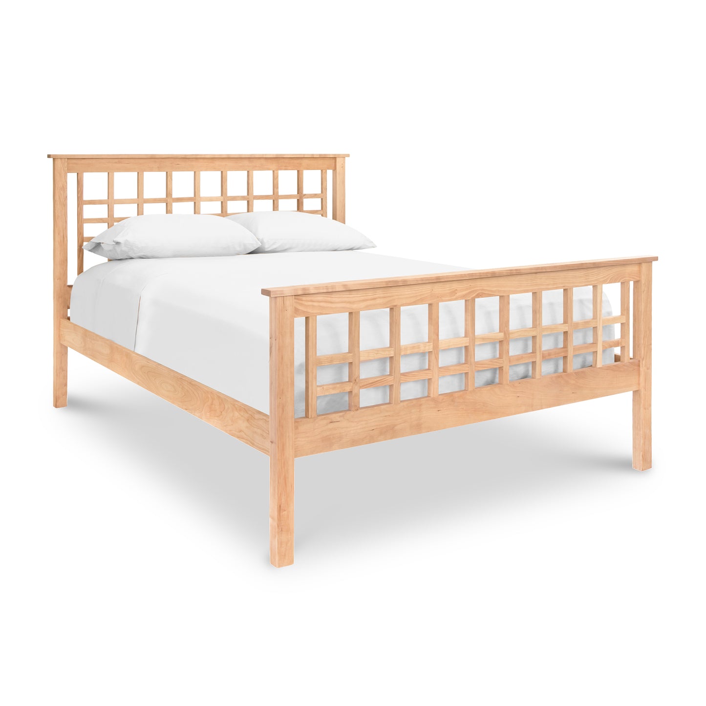 Modern Craftsman High Footboard Bed with Lattice Headboard by Vermont Furniture Designs, featuring elegant design and craftsmanship.