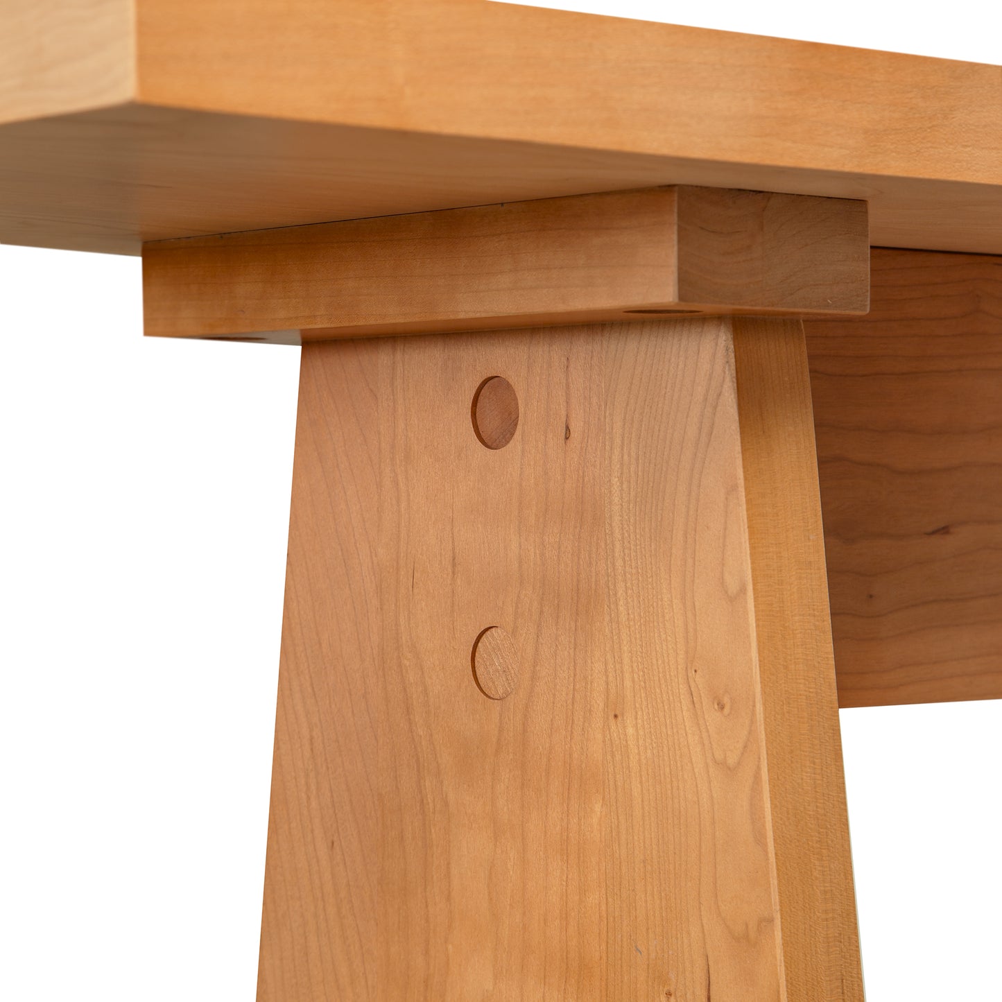 Close-up of expertly crafted corner joint on the Modern Designer Sofa Table by Lyndon Furniture, highlighting premium American hardwood and workmanship.