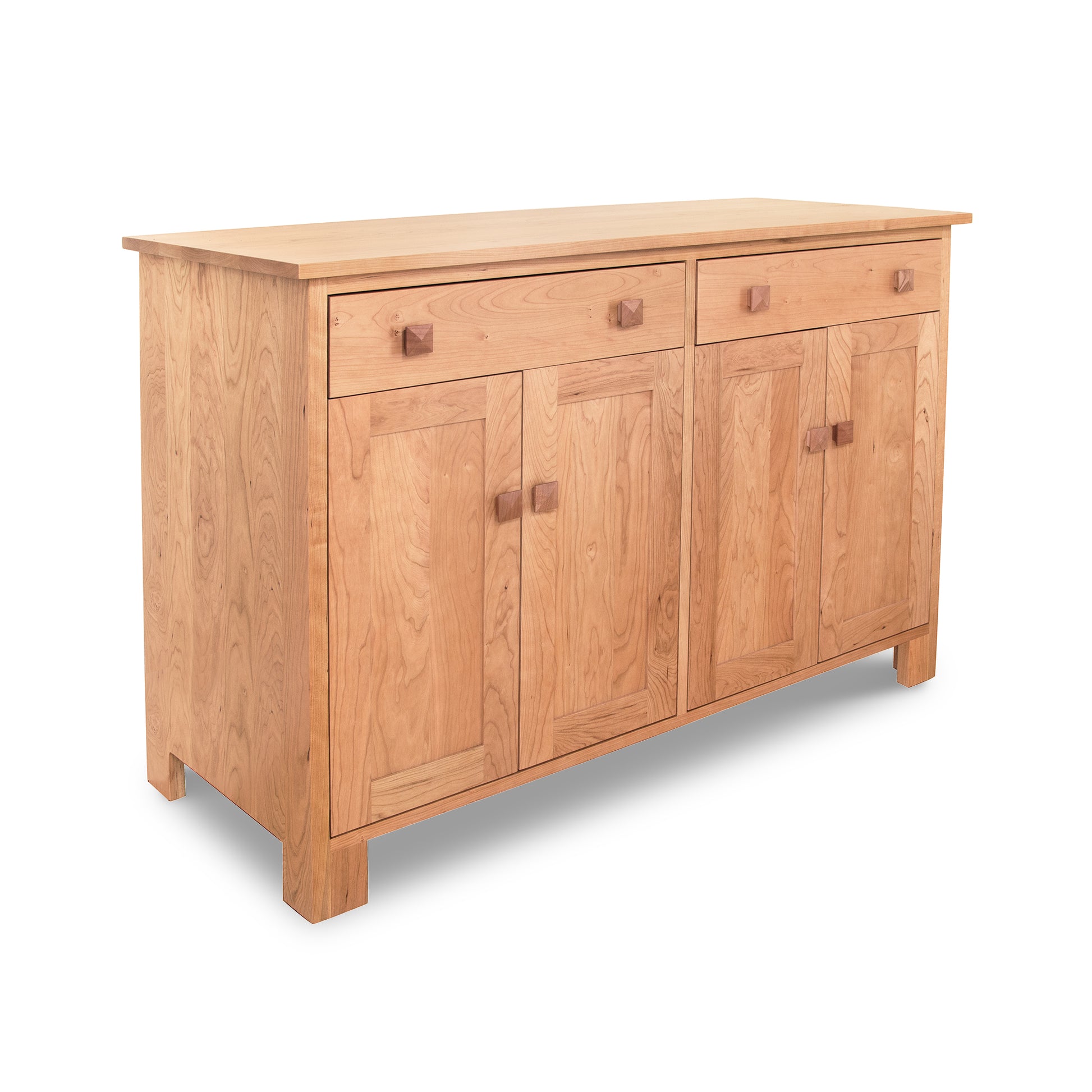 Lyndon Furniture Modern Mission Buffet in solid wood with a natural finish and square handles, showcasing clean lines and quality craftsmanship.