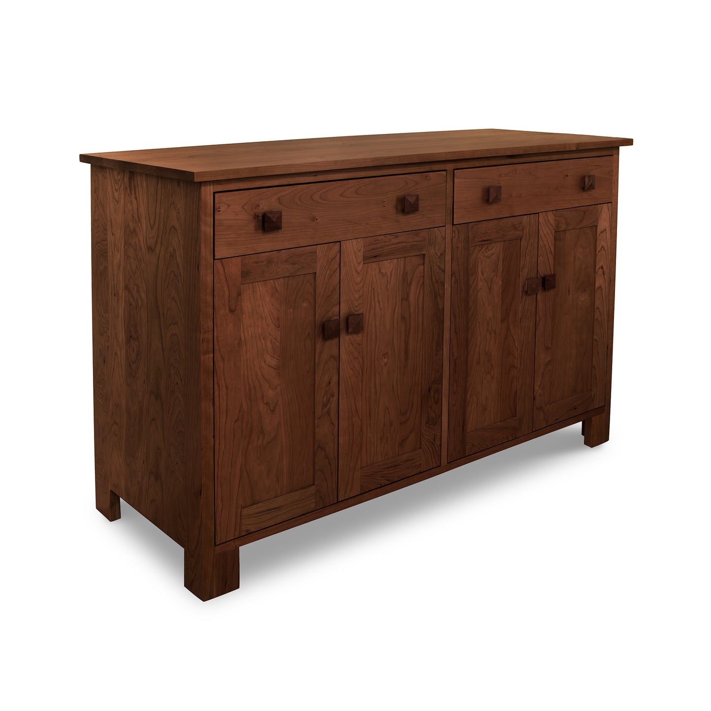 Lyndon Furniture Modern Mission Buffet with 2 drawers, 4 cabinet doors, and a medium brown finish, showcasing contemporary craftsmanship.