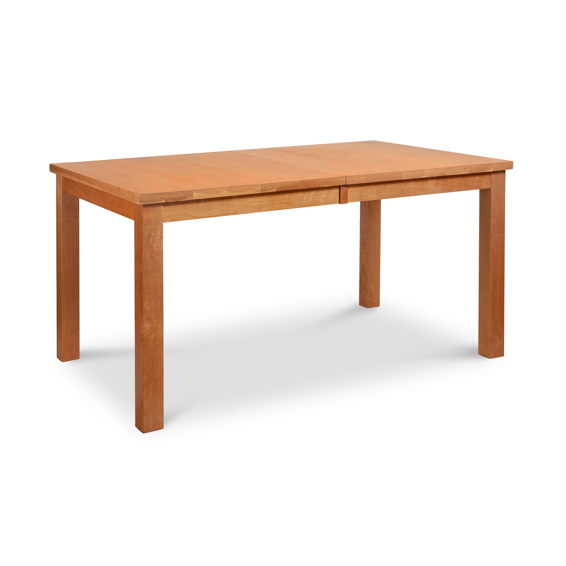 A Lyndon Furniture Modern Mission Parsons Extension Table - Floor Model made of eco-friendly Vermont wood, showcased on a white background.