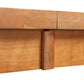 A Modern Mission Parsons Extension Table desk with two drawers, made from sustainably harvested woods.