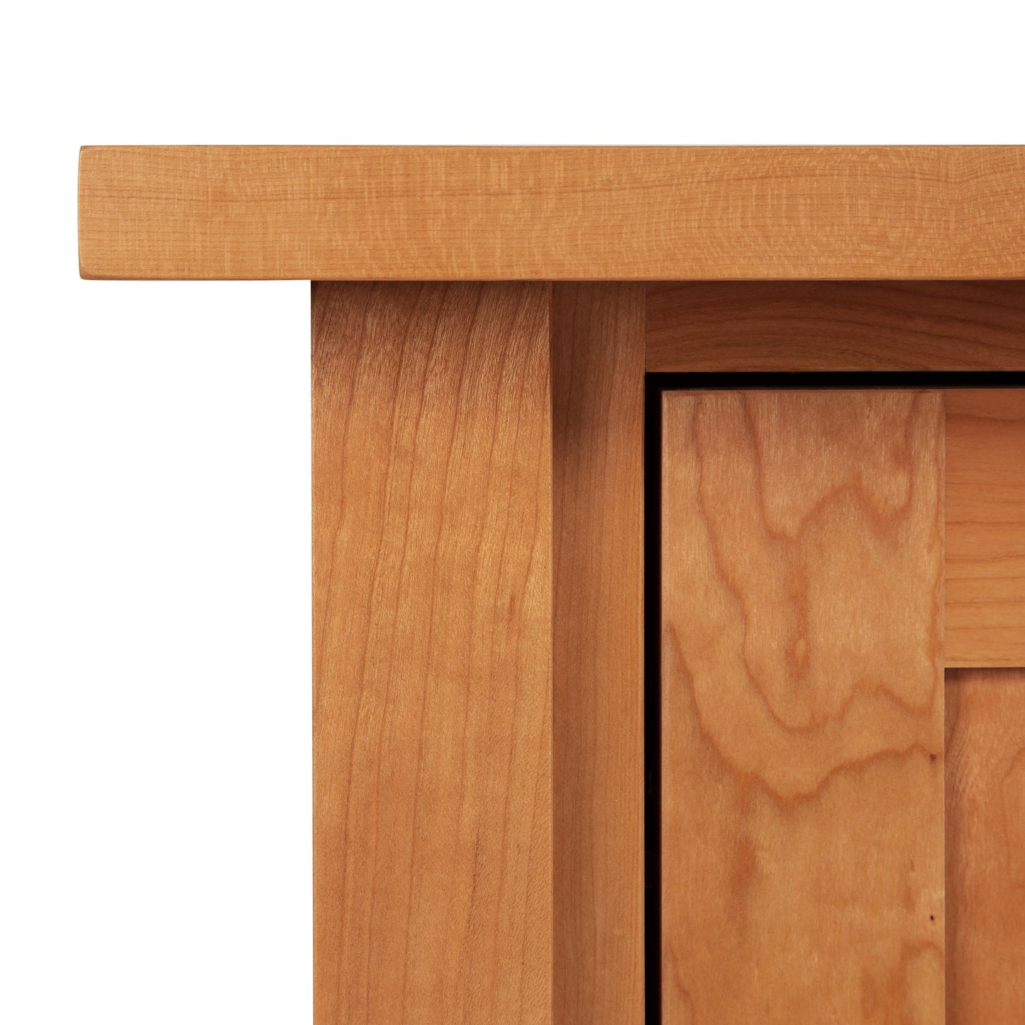 Modern Mission Sideboard by Lyndon Furniture featuring detailed wood grain and expertly crafted joints on its solid hardwood surface.