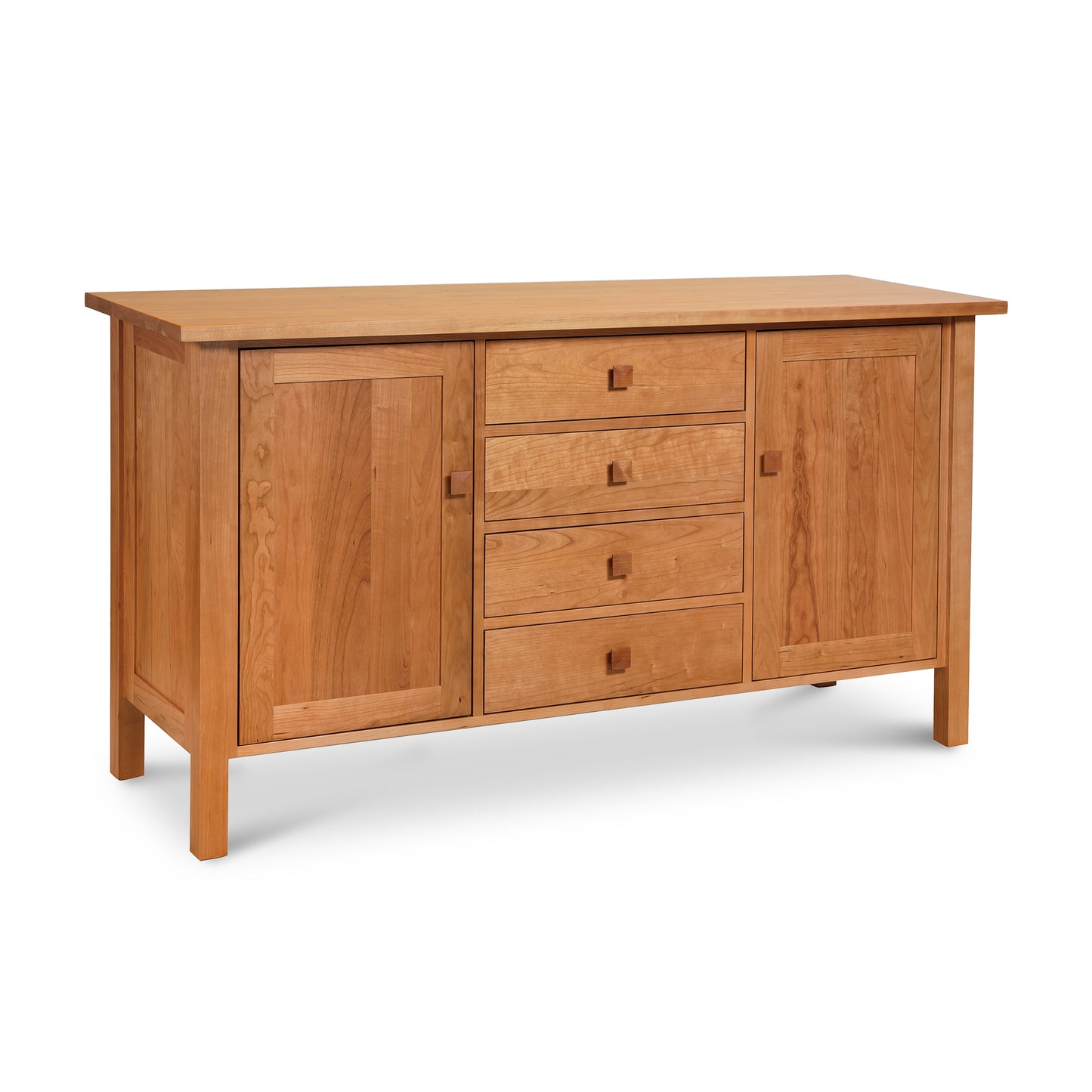 Modern Mission Sideboard by Lyndon Furniture with two cabinet doors and four drawers, showcasing sleek, contemporary design and fine craftsmanship.