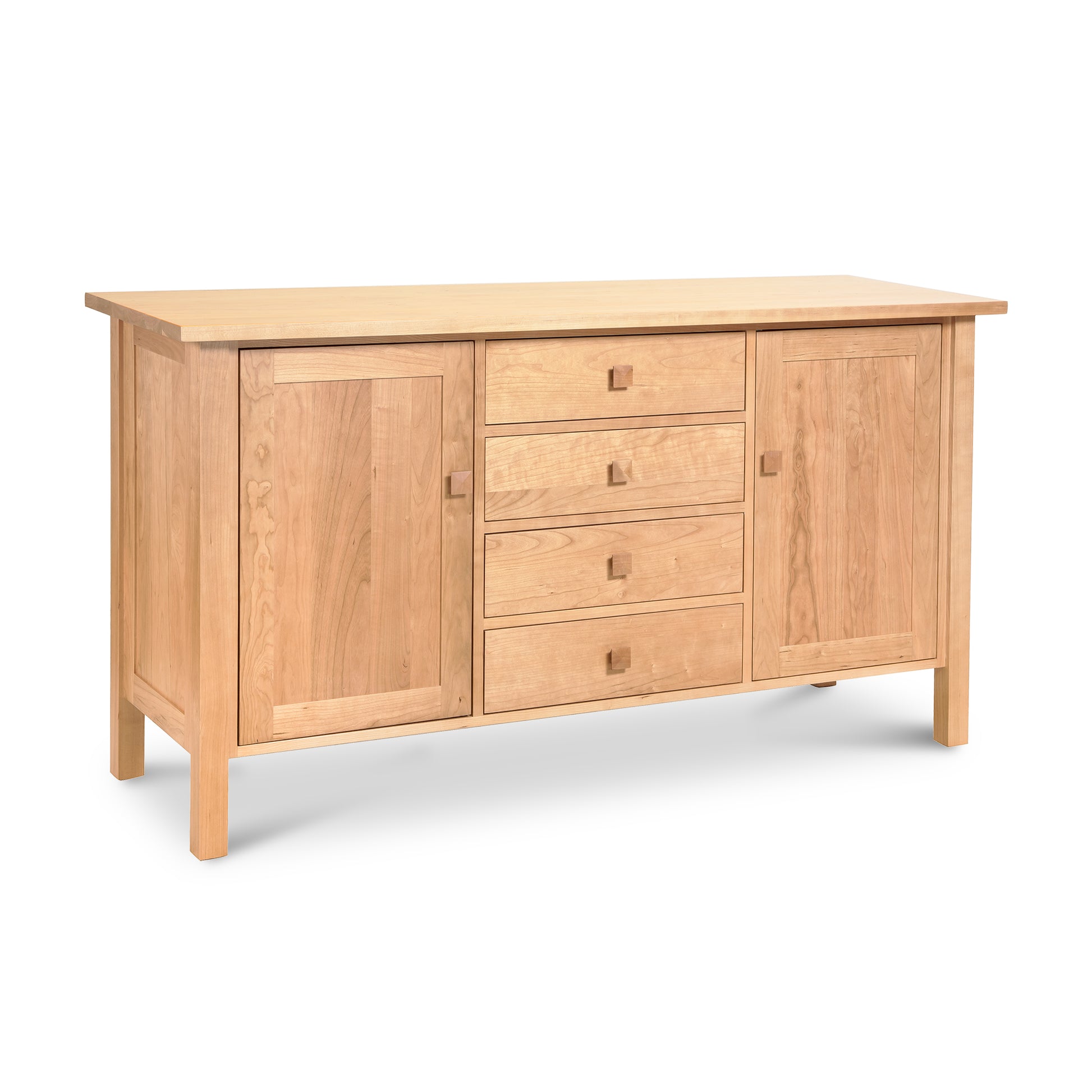 Modern Mission Sideboard by Lyndon Furniture with natural finish and square handles, showcasing American craftsmanship and contemporary style.