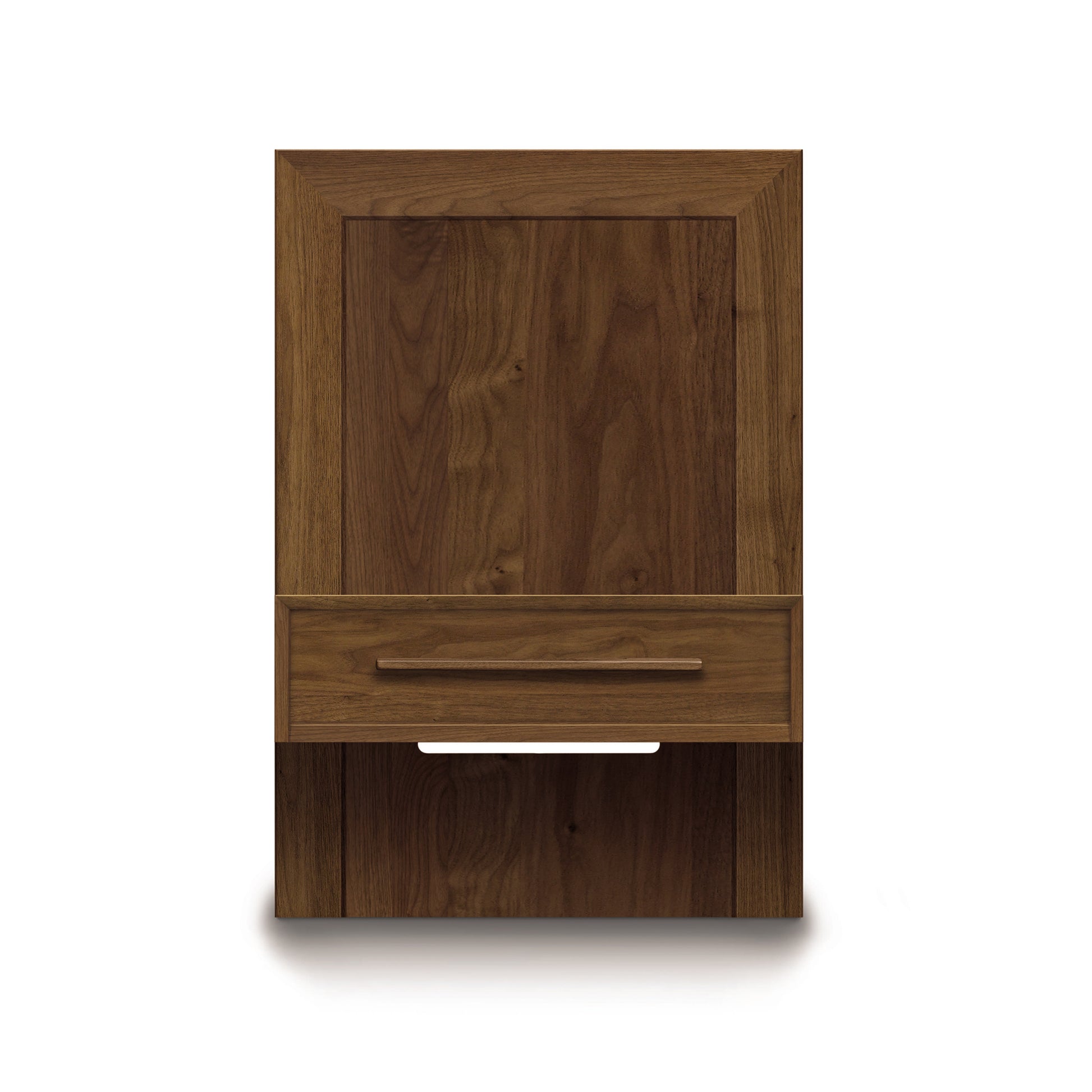 Moduluxe Attached Nightstand with Drawer by Copeland Furniture, featuring a minimalist design and rich brown finish.